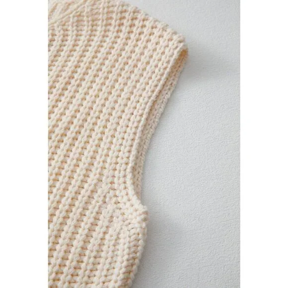 NWT ESME Cream Sleeveless Sweater Knit Vest With Gold Buttons - Picture 7 of 11